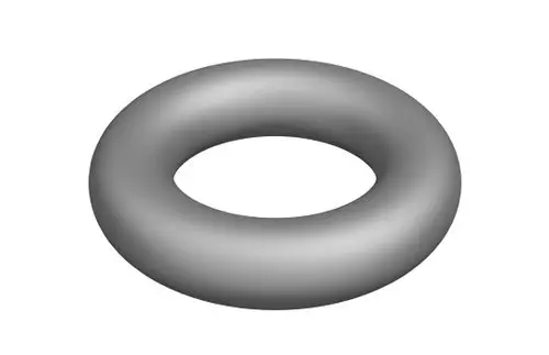 Grauer, torusförmiger O-Ring vor weißem Hintergrund, charakteristisch für Dichtungen; typischer Einsatz in Anwendungen von Bosch-Produkten.